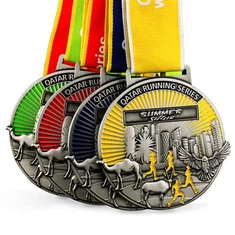 Medaglia sportiva per la corsa del premio in metallo bianco